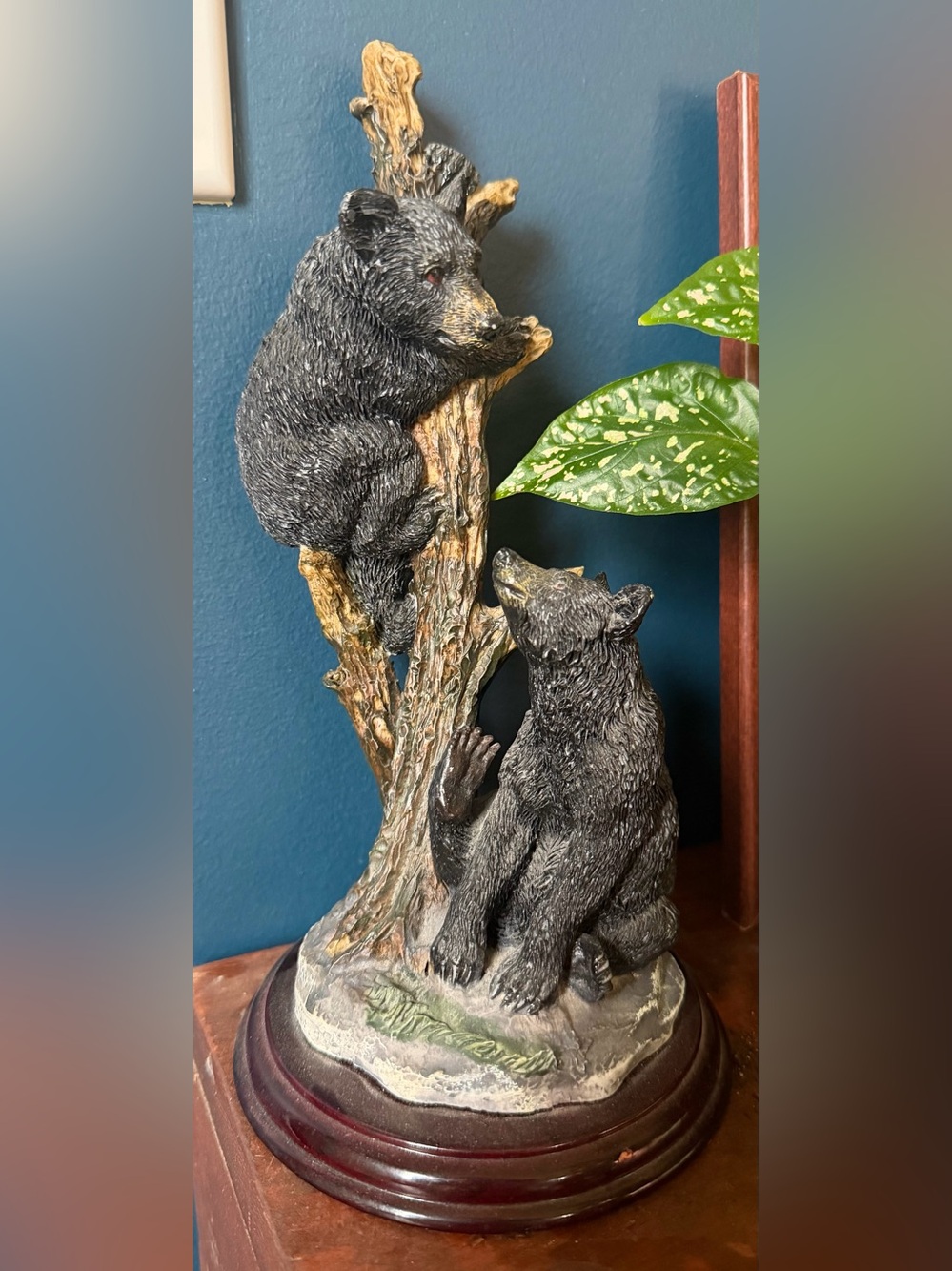 Black bears on tree statuette